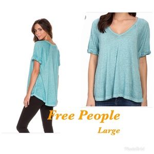 Free people Large turquoise blue shirt